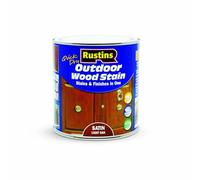 Rustins Quick Dry Outdoor Wood Stain Satin Light Oak 1ltr - Durable and Weather-Resistant Finish, Fast Drying, Vibrant Color for Decks, Fences, & Furniture, Available in Many Wood Shades