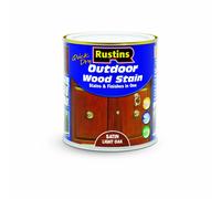 Rustins Quick Dry Outdoor Wood Stain Satin Light Oak 500ml- Durable and Weather-Resistant Finish, Fast Drying, Vibrant Color for Decks, Fences