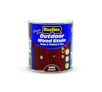 Rustins Quick Dry Outdoor Wood Stain Satin Mahogany 1ltr- Durable and Weather-Resistant Finish, Fast Drying, Vibrant Color for Decks, Fences, & Furniture, Available in Many Wood Shades