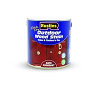 Rustins Quick Dry Outdoor Wood Stain Satin Mahogany 2.5ltr- Durable and Weather-Resistant Finish, Fast Drying, Vibrant Color for Decks, Fences, & Furniture, Available in Many Wood Shades