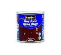 Rustins Quick Dry Outdoor Wood Stain Satin Mahogany 250ml- Durable and Weather-Resistant Finish, Fast Drying, Vibrant Color for Decks, Fences, & Furniture, Available in Many Wood Shades