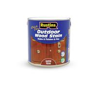 Rustins Quick Dry Outdoor Wood Stain Satin Teak 2.5ltr- Durable and Weather-Resistant Finish, Fast Drying, Vibrant Color for Decks, Fences, & Furniture, Available in Many Wood Shades