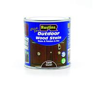 Rustins Quick Dry Outdoor Wood Stain Satin Walnut 250ml- Durable and Weather-Resistant Finish, Fast Drying, Vibrant Color for Decks, Fences, & Furniture, Available in Many Wood Shades