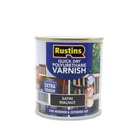 Rustins Quick Dry Polyurethane Varnish Extra Tough Satin Walnut 500ml
