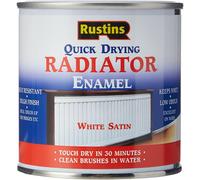RUSTINS QUICK DRY RADIATOR ENAMEL PAINT SATIN GLOSS WHITE BLACK GREY 250ML 500ML