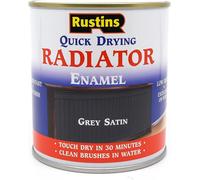 RUSTINS Quick Drying Radiator Enamel Satin - Grey 250ml - Durable, Long-Lasting Finish for Radiators That Stands the Test of Time