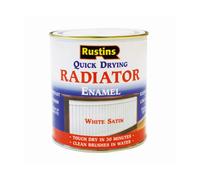 Rustins Quick Dry Satin White Radiator Enamel Paint 500ml Heat-Resistant