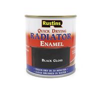RUSTINS Quick Drying Radiator Enamel Gloss - Black 250ml - Durable, Long-Lasting Finish for Radiators That Stands the Test of Time
