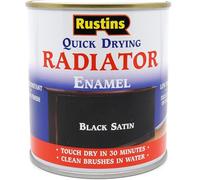 RUSTINS Quick Drying Radiator Enamel Satin - Black 500ml - Durable, Long-Lasting Finish for Radiators That Stands the Test of Time