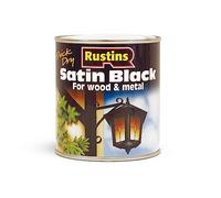 RUSTINS Quick Drying Satin Black Paint 500ml - Effortless Application for a Smooth, Professional Finish - Perfect for DIYers Seeking Fast Results and Durability on Interior & Exterior Surfaces
