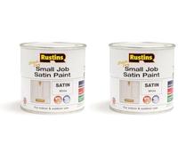 RUSTINS Small Job Satin Paint White 250ml (Pack of 2)
