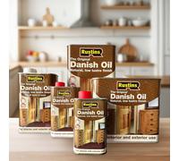Rustins The Original Danish Oil, for all types of wood, natural finish all sizes