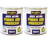 RUSTINS WHPU500 500ml Quick Dry Primer Undercoat - Fast-Drying Paint Base for Smooth Coverage; Easy-to-Use Interior & Exterior Prep Coat for Walls, Woodwork & DIY Home Decorating (Pack of 2)