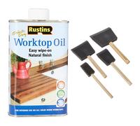 Rustins Worktop Oil 500ml & PBRUSHPACK Foam Brushe