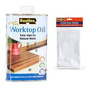 Rustins Worktop Oil 500ml & Rustins Lint Free Clot