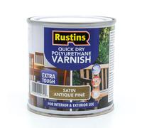 RustinsQuick Dry Poly Varnish Satin A/Pine 250ml -Tough, Water-Based Clear Finish in Gloss, Matt or Satin; Durable Protection for Interior Wood, Furn