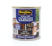 RustinsQuick Dry Poly Varnish Satin Dark Oak 1ltr -Tough, Water-Based Clear Finish in Gloss, Matt or Satin; Durable Protection for Interior Wood, Furniture and Floors