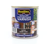 RustinsQuick Dry Poly Varnish Satin Dark Oak 500ml -Tough, Water-Based Clear Fin