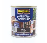 RUSTINS Quick Drying Poly Varnish Satin Ebony 250ml