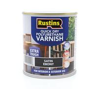 RustinsQuick Dry Poly Varnish Satin Ebony 500ml -Tough, Water-Based Clear Finish in Gloss, Matt or Satin; Durable Protection for Interior Wood, Furniture and Floors