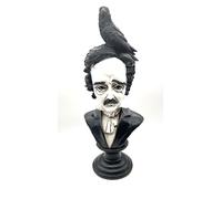 RUSTIX Edgar Allan Poe Bust Statue - Gothic Raven Figurine Inspired by “The Raven” - Decorative Statue for Literary, Gothic, and Victorian Home Decor