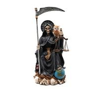 RUSTIX Santa Muerte Statue, La Santa Muerte Figurine, Saint of Holy Death, Sacred Symbol of Protection and Spirituality, Seated Religious Decor, Muerte de la Muerte Altar Piece (Black)