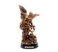 RUSTIX St Michael San Miguel Archangel Statue Defeating Satan Resin Sculpture (Bronze, 8.5 Inch)