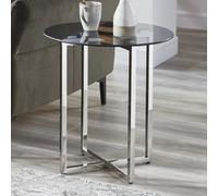 ruston smoked glass top end table with stainless steel legs