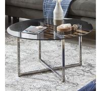ruston smoked glass top side table with stainless steel legs
