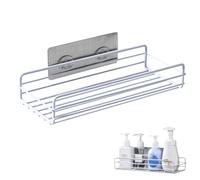 Rustproof Adhesive Shelf Rack - Bathroom Storage Organizer, Shower Basket Holder | Waterproof Decorative Wall Solution, Mounted System with No Drilling Setup for Kitchen Dorm