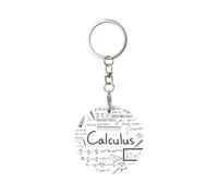 Rustproof Circular Metal Keychain Tag, Decorative Key Identifier Fob For Husband Wife Christmas Valentine Gift, Math Geometry Geek Calculus Round Metal Keychain, Aluminum Key Ring Holder For Keys