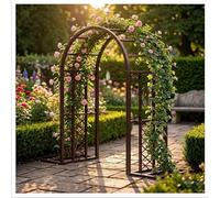Rustproof Iron Garden Arch Trellis for Climbing Plants Outdoor Patio Arbor for Roses & Vines Wedding Arch with Strong Support Base Brown W260*H230cm