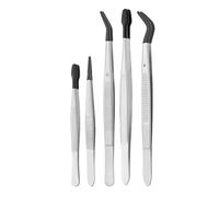Rustproof Multipurpose Tweezers with Rubberized Tips & Ergo Handle for Beauty, Collecting Stainless Steel Tweezers with Silicone Tip