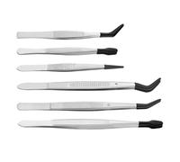 Rustproof Multipurpose Tweezers with Rubberized Tips & Ergo Handle for Beauty, Collecting Stainless Steel Tweezers with Silicone Tip