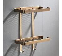 Rustproof Solid Brass Corner Shower Caddy - Wall Mounted Soap Dish & Shampoo Sto Rack with Hook - Antique h, Ideal for Bathroom & Kitchen, Draining Basket for Seasoning Bottles & Accessories