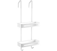 Rustproof Stainless Steel Over-the-Door Shower Caddy with Hooks Waterproof Storage Organizer No Drilling Required Space-Saving White Bathroom Accessory