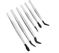 Rustproof Tweezers with Protective Silicone Tip Secure Handling of Small Objects in Various Environment Stainless Steel Tweezers with Silicone Tip