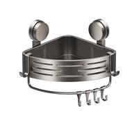 Rustproof Wall Shelf Unit - Corner Bathroom Storage Organizer, Suction Shower Basket | Triangle Mount Space Saver, Heavy Duty Drain Tray Holder with Non Drip Design for Utility Room Toilet Kitchen