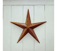 Rusty 3D Metal Barn Star - Rust Amish Star - Tin Star - Hanging Garden Xmas Door Decoration - Outdoor Rusty Star Decor - 42cm