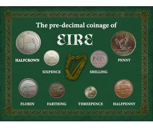 Rusty Apples Ireland Eire Irish Vintage Pre-Decimal 1928-1968 Coin Metal Display Set.