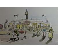 Rusty Apples Mods Brighton Pier Get Together Nostalgic 1960's Scene Extra Large Metal Wall Art