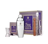 Rusty Barrel Paris Cocktail Making Set - Large Manhattan Style Stainless Steel Cocktail Shaker, Muddler, Strainer, Bar Measure, Pourer, Spoon & Recipe Booklet | Presented in a Luxury Gift Box