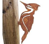 Rusty Birds Decoration Silhouette with Rusty Patina Birds Decoration,Garden Fence Decor Woodpecker Gardening Country Metal Bird Robin Yard Art Decor,Lifelike Metal Birds Garden Ornaments