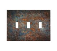 Rusty Brown 3 Gang Light Switch Plate Cover Decorative Triple Toggle Wall Plate Electrical Faceplate for Home Wall Panel Decor Switchplate
