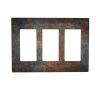 Rusty Brown 3 Gang Light Switch Plate Triple Rocker Wall Plate Cover Decorative Electrical GFCI Switchplate Faceplate for Home Wall Panel Decor