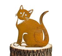 Rusty Cat Decoration, Patina Metal Cat Garden Ornaments Silhouette Simulation Cat Figurine Home Decor Rustic Outdoor Patio Yard Adornment Metal Cat Statues