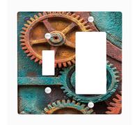 Rusty Gears Light Switch Cover Plates, Vintage Steampunk Decor for Home Accents, Thermoplastic Wall Plates, Standard Size Toggle Rocker