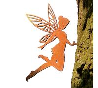 Rusty Master - Rust Fairy for Outdoors. Tree stake for your garden. Genuine Corten steel garden stake for every season (Flying Fairy)