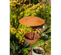 Rusty Metal Bird Feeding Stake For Small Songbirds - Handcrafted Mild Steel, Rain-Shielded Seed Head, 1M (Also Available In 2M)
