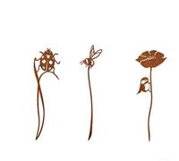 Rusty Metal Flower Garden Stake for Outdoor Decor | Carefully engineered to provide a secure and snug fit. resistant coating protects against daily wear and tear.